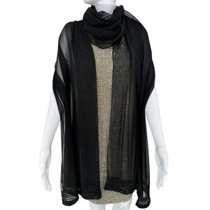 Pamella Roland Beaded Trim Sheer Shawl